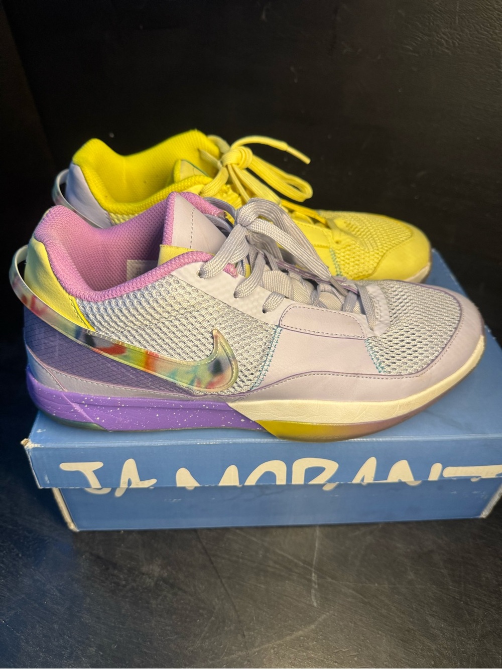 Nike Mens Multicolor Tie-Dye Swoosh Low-Top Sneakers - Purple/Yellow